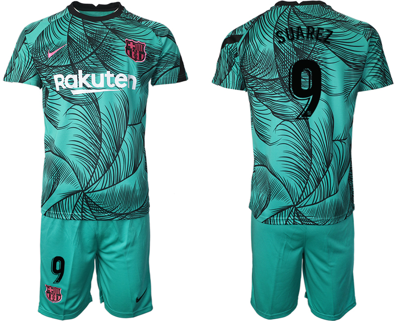 Men 2021 Barcelonagreen training suit #9 soccer jerseys